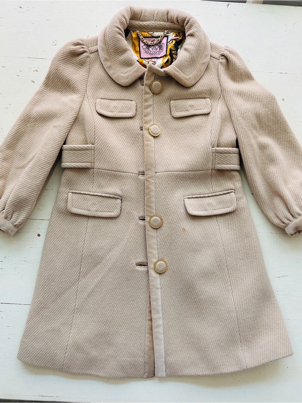 Juicy Couture Beige Pea Coat with Peter Collar